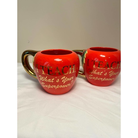 I Teach. What's Your Superpower? Coffee Mugs Set‎ of 2 4" Tall x 3" wide - Picture 1 of 6